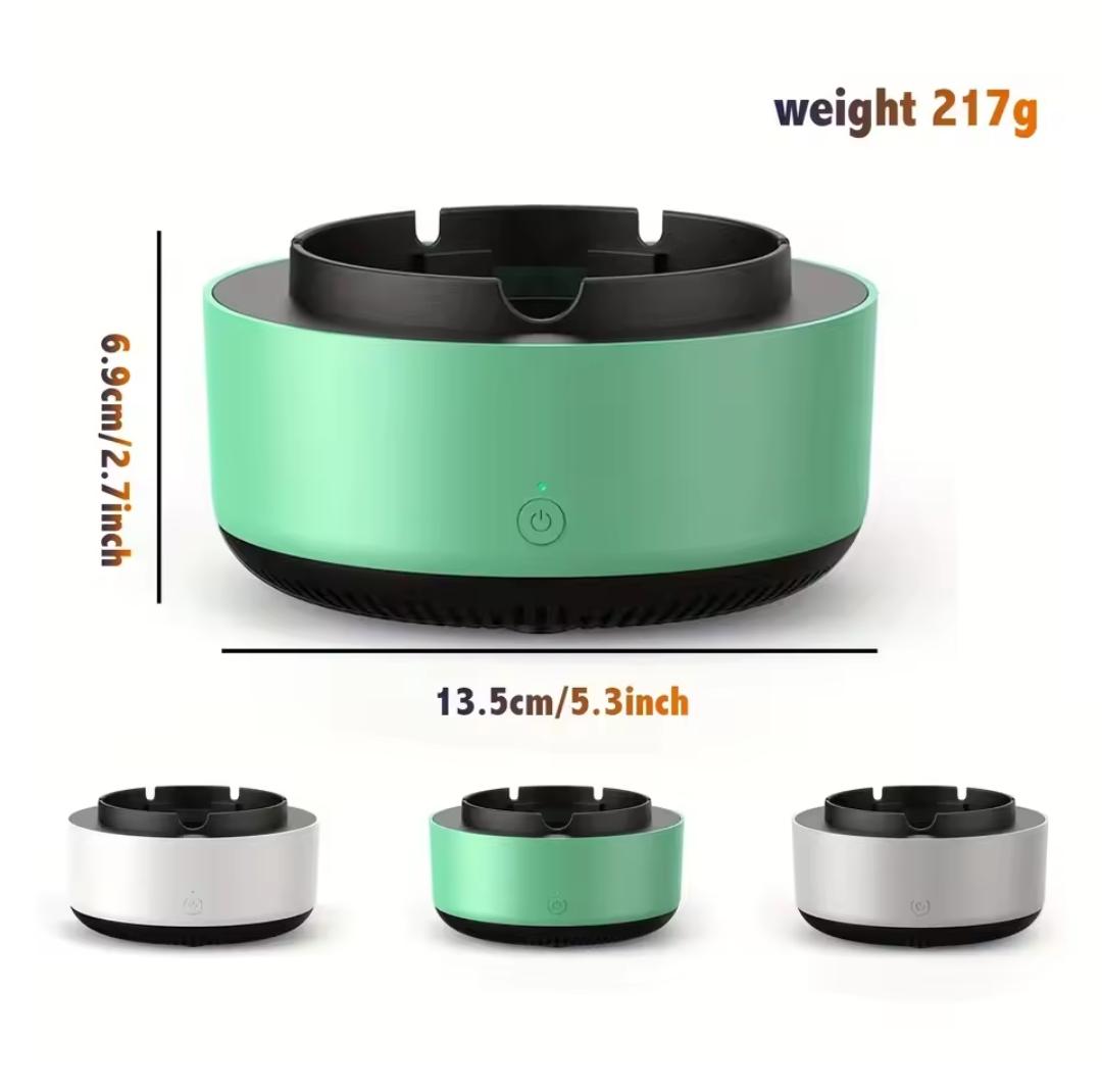 Smart Ashtray Air Purifier with Smoke & Tobacco Odor Removal, Aromatherapy Tablet Ring, Battery Powered – Batteries Not Included