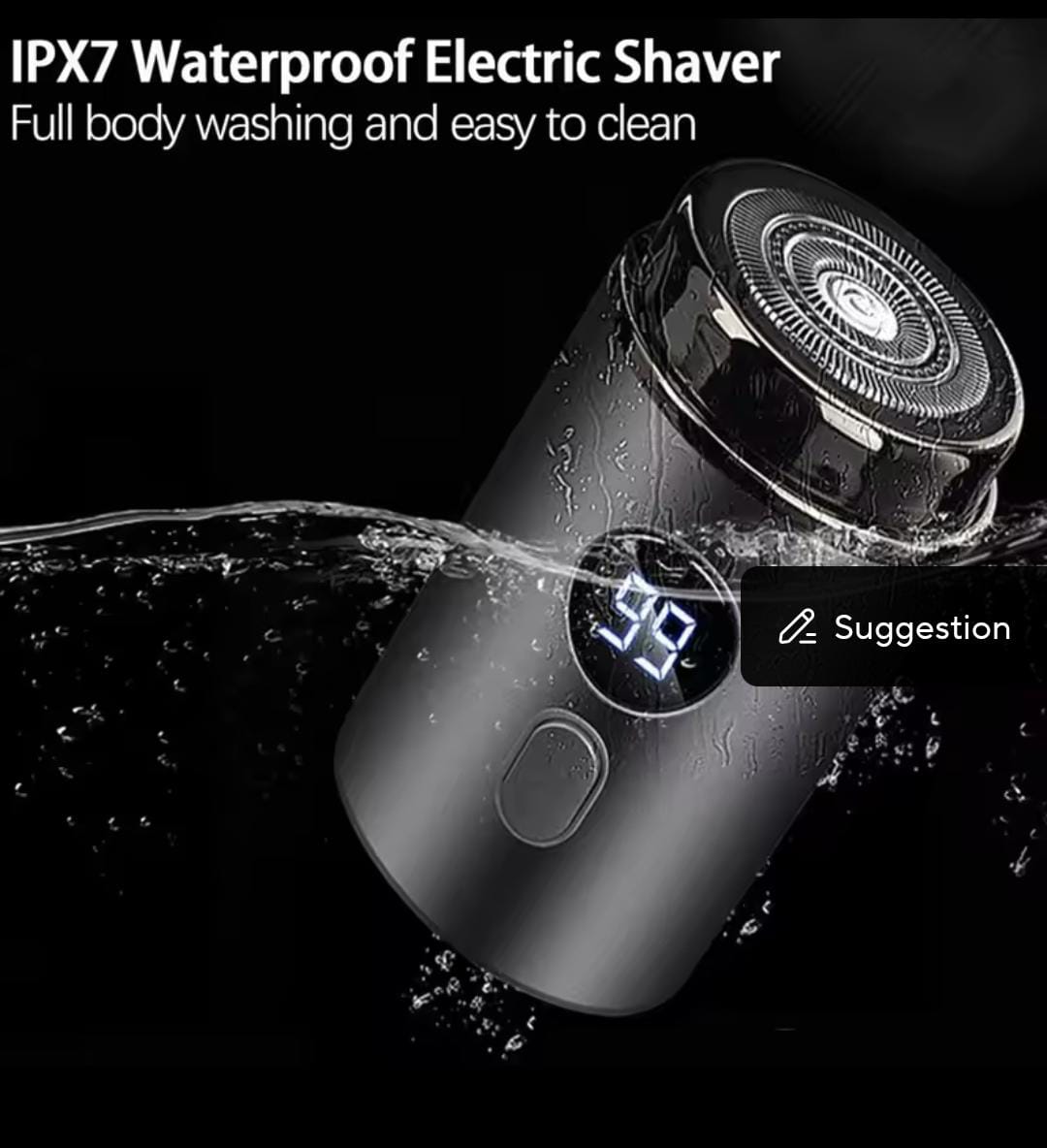 🪒 Mini Rechargeable Electric Shaver | Water-Resistant with Battery Display & Long-Lasting Power