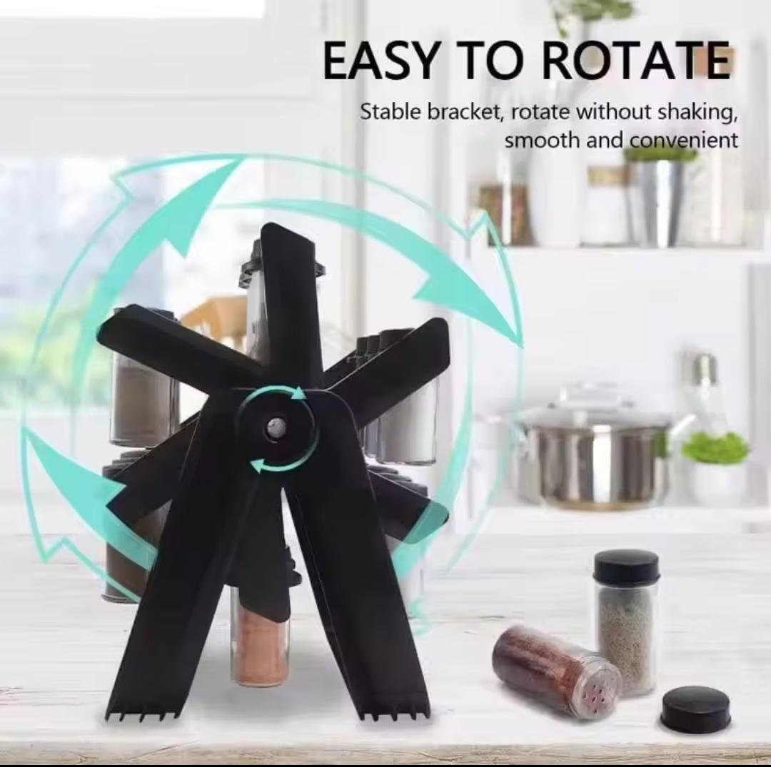 360° Rotating Spice Rack Set with 18 Glass Jars – Kitchen Organizer