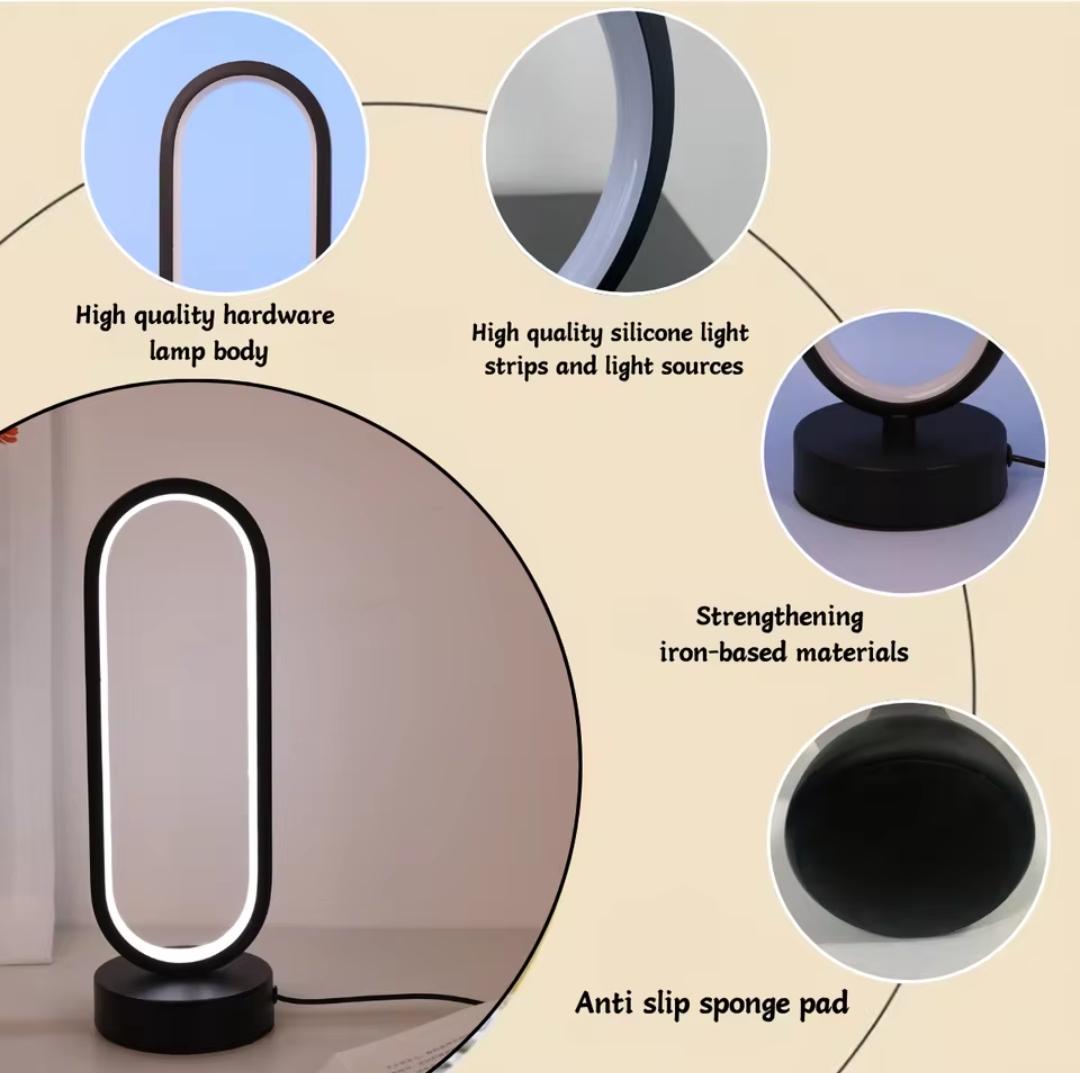 Minimalist Ring Frame LED Table Lamp – 3-Color USB Bedside Nightlight